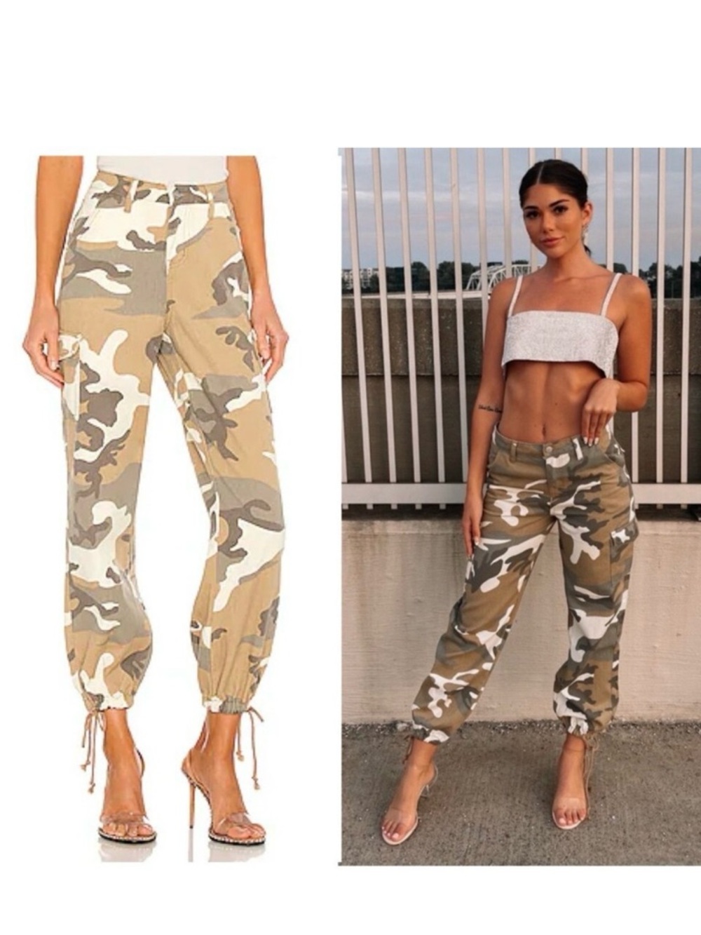 superdown Beige Camo Cargo Joggers